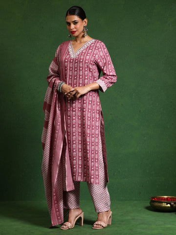 Varanga Women Floral Printed V Neck Kurta with Trouser & Dupatta